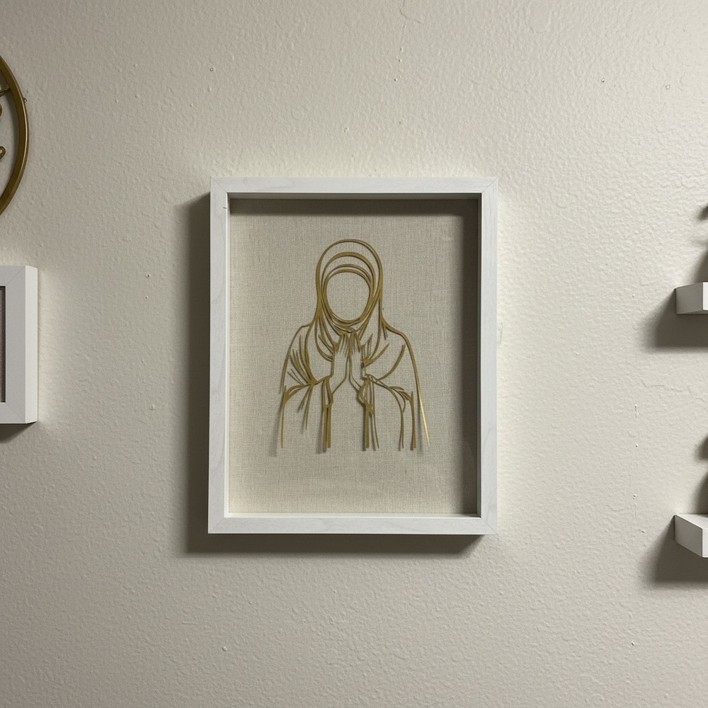 Framed Gold Line Art on White Canvas